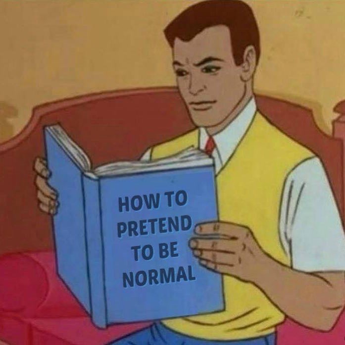 how to pretend to be normal book meme