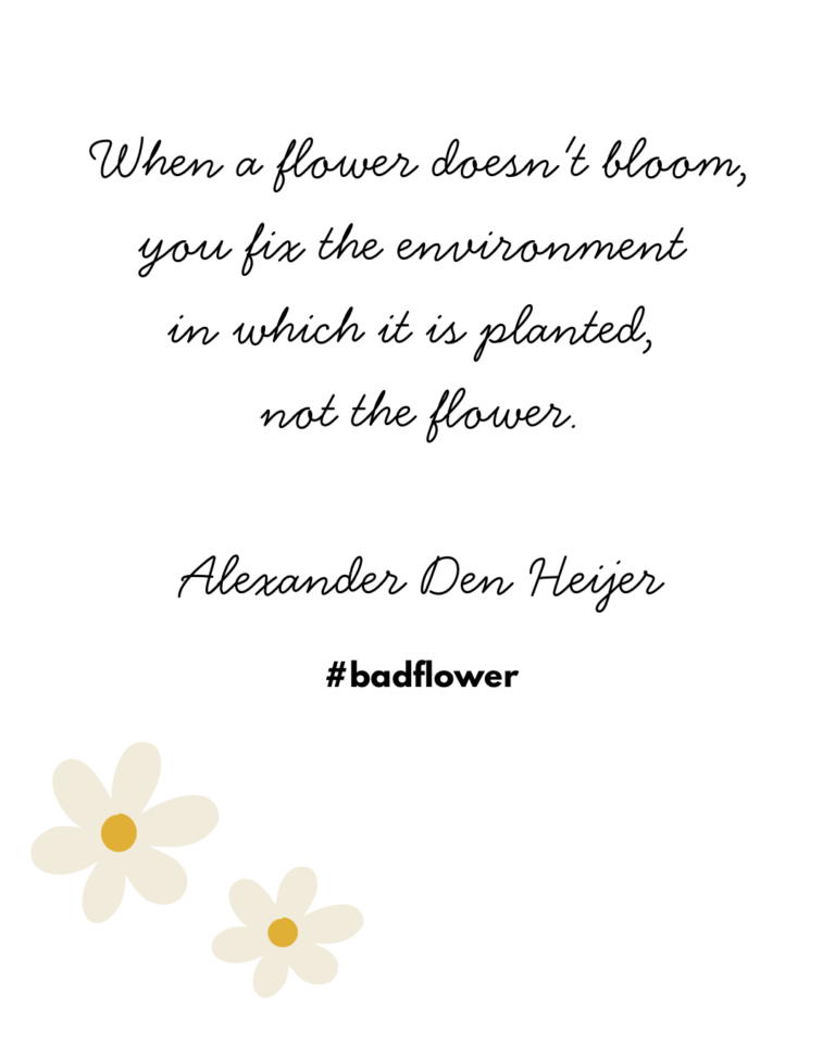 When a flower does not bloom, you fix the environment in which it is planted, not the flower.
