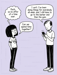 Two people discussing a request illustrating how even asking for consideration can feel like an imposition when someone is unwilling to entertain anything outside their own plans, preferences, or terms.